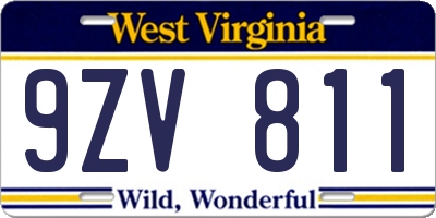 WV license plate 9ZV811