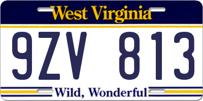 WV license plate 9ZV813