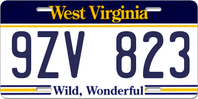 WV license plate 9ZV823