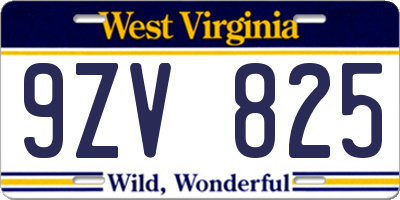 WV license plate 9ZV825