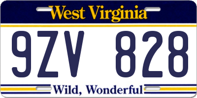 WV license plate 9ZV828