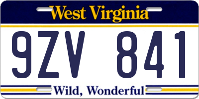 WV license plate 9ZV841