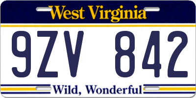 WV license plate 9ZV842