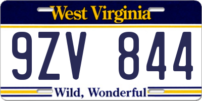 WV license plate 9ZV844