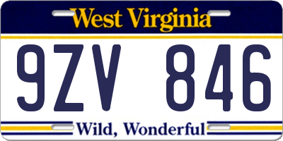 WV license plate 9ZV846