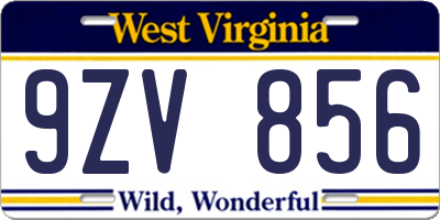 WV license plate 9ZV856