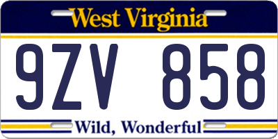 WV license plate 9ZV858