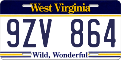 WV license plate 9ZV864