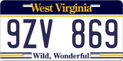 WV license plate 9ZV869