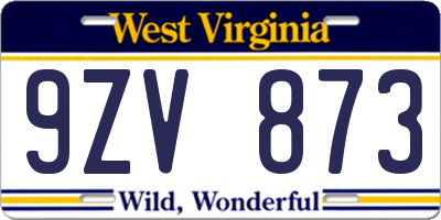 WV license plate 9ZV873