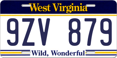 WV license plate 9ZV879