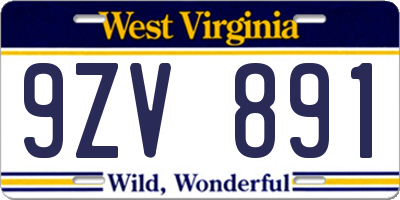 WV license plate 9ZV891