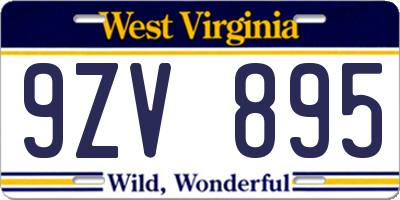 WV license plate 9ZV895