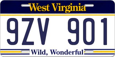 WV license plate 9ZV901