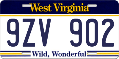 WV license plate 9ZV902
