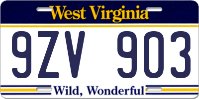 WV license plate 9ZV903