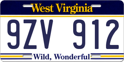 WV license plate 9ZV912