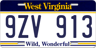 WV license plate 9ZV913