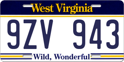 WV license plate 9ZV943