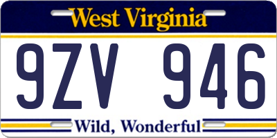 WV license plate 9ZV946