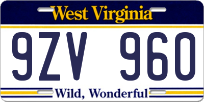 WV license plate 9ZV960