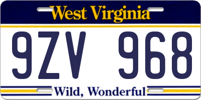 WV license plate 9ZV968
