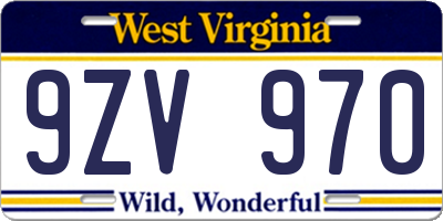 WV license plate 9ZV970