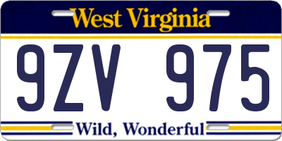 WV license plate 9ZV975