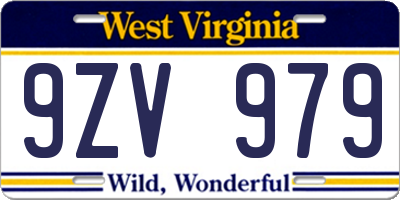 WV license plate 9ZV979