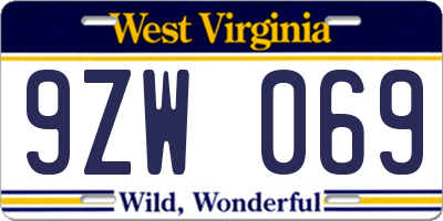 WV license plate 9ZW069