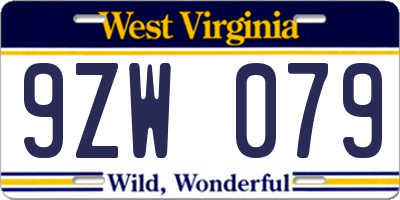 WV license plate 9ZW079