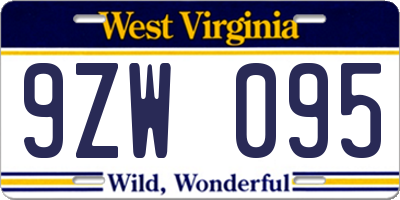 WV license plate 9ZW095