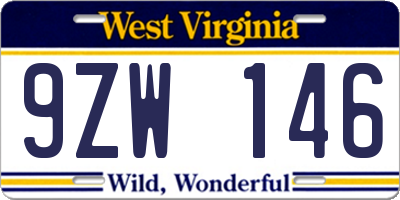 WV license plate 9ZW146