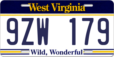 WV license plate 9ZW179