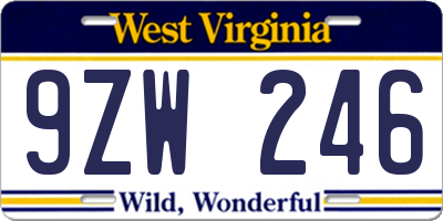 WV license plate 9ZW246