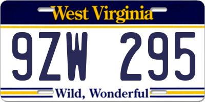 WV license plate 9ZW295