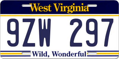WV license plate 9ZW297