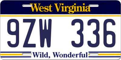 WV license plate 9ZW336