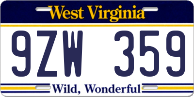 WV license plate 9ZW359