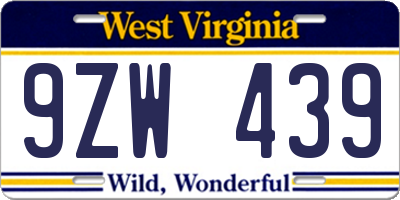 WV license plate 9ZW439