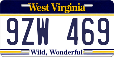 WV license plate 9ZW469