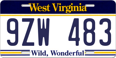 WV license plate 9ZW483