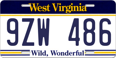 WV license plate 9ZW486