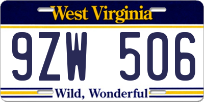 WV license plate 9ZW506