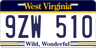WV license plate 9ZW510