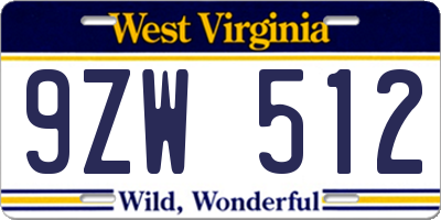 WV license plate 9ZW512