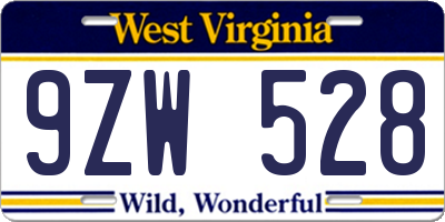 WV license plate 9ZW528