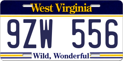 WV license plate 9ZW556