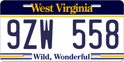 WV license plate 9ZW558