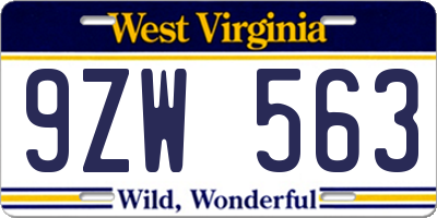 WV license plate 9ZW563